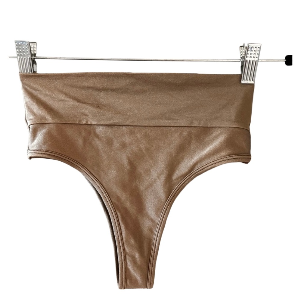 NWOT FAE House Gold High-Leg High-Waist Bikini Bottom with Wide Waistband
